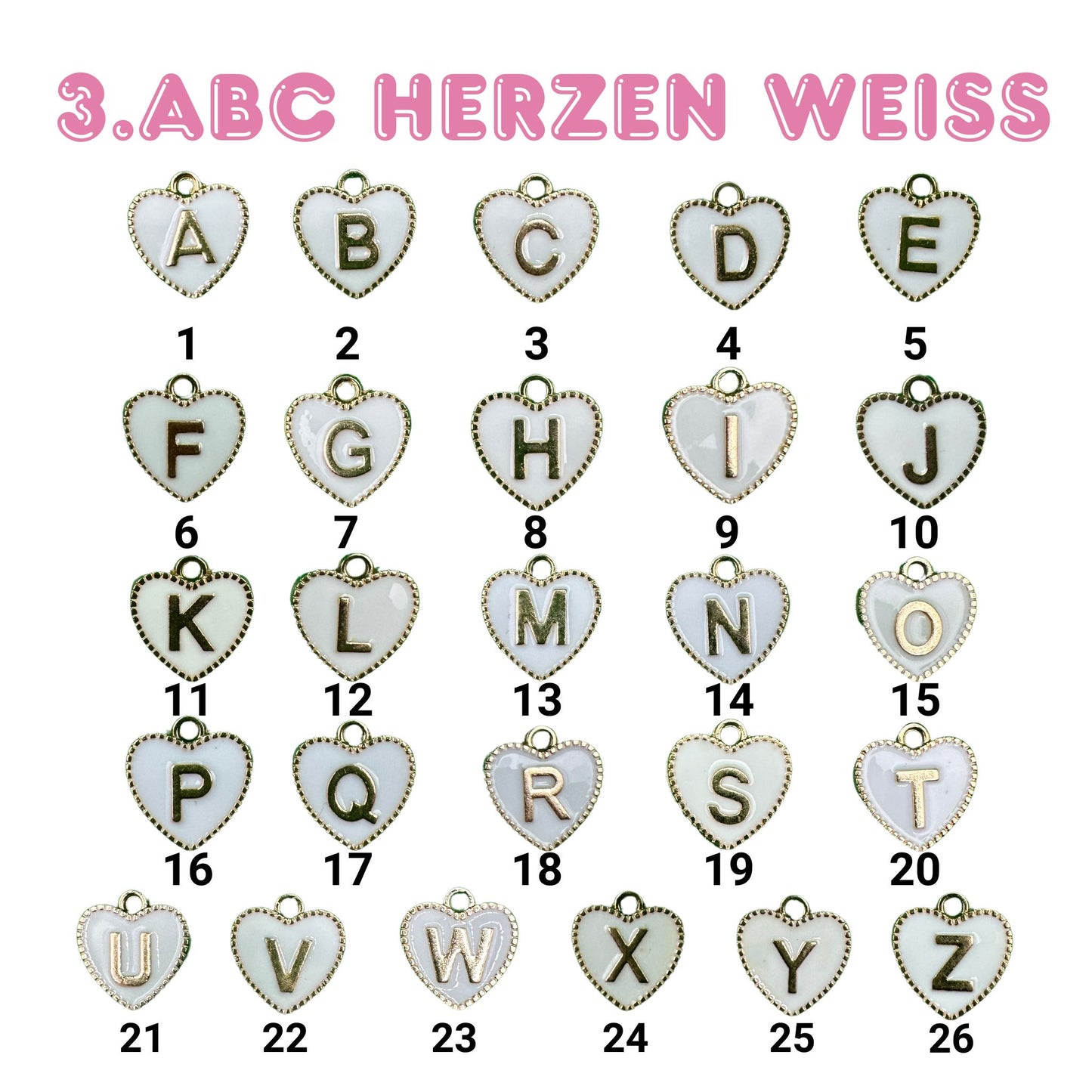 ABC Charm Herzen Weiss