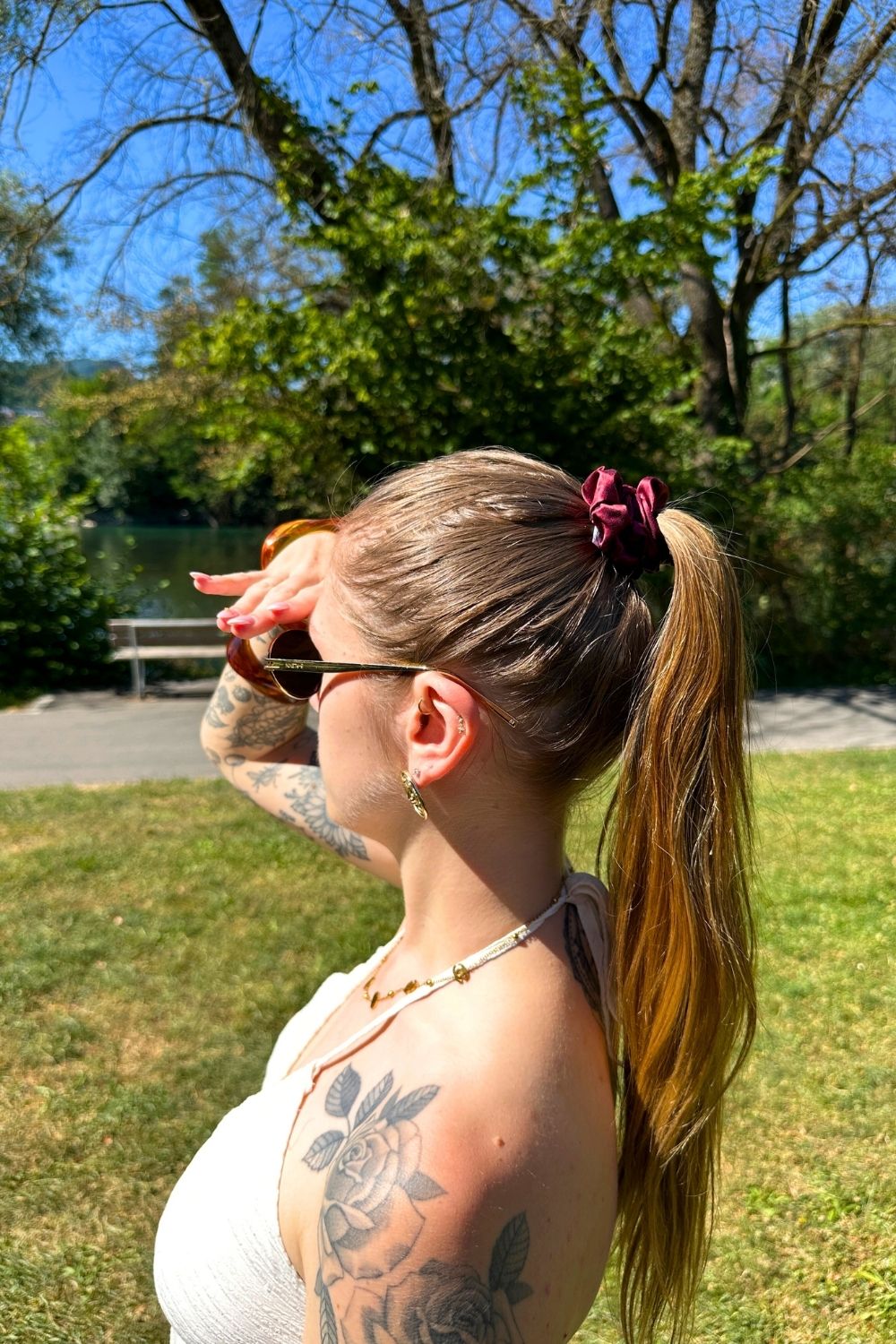 Haargummi rot weinrot scrunchie seide