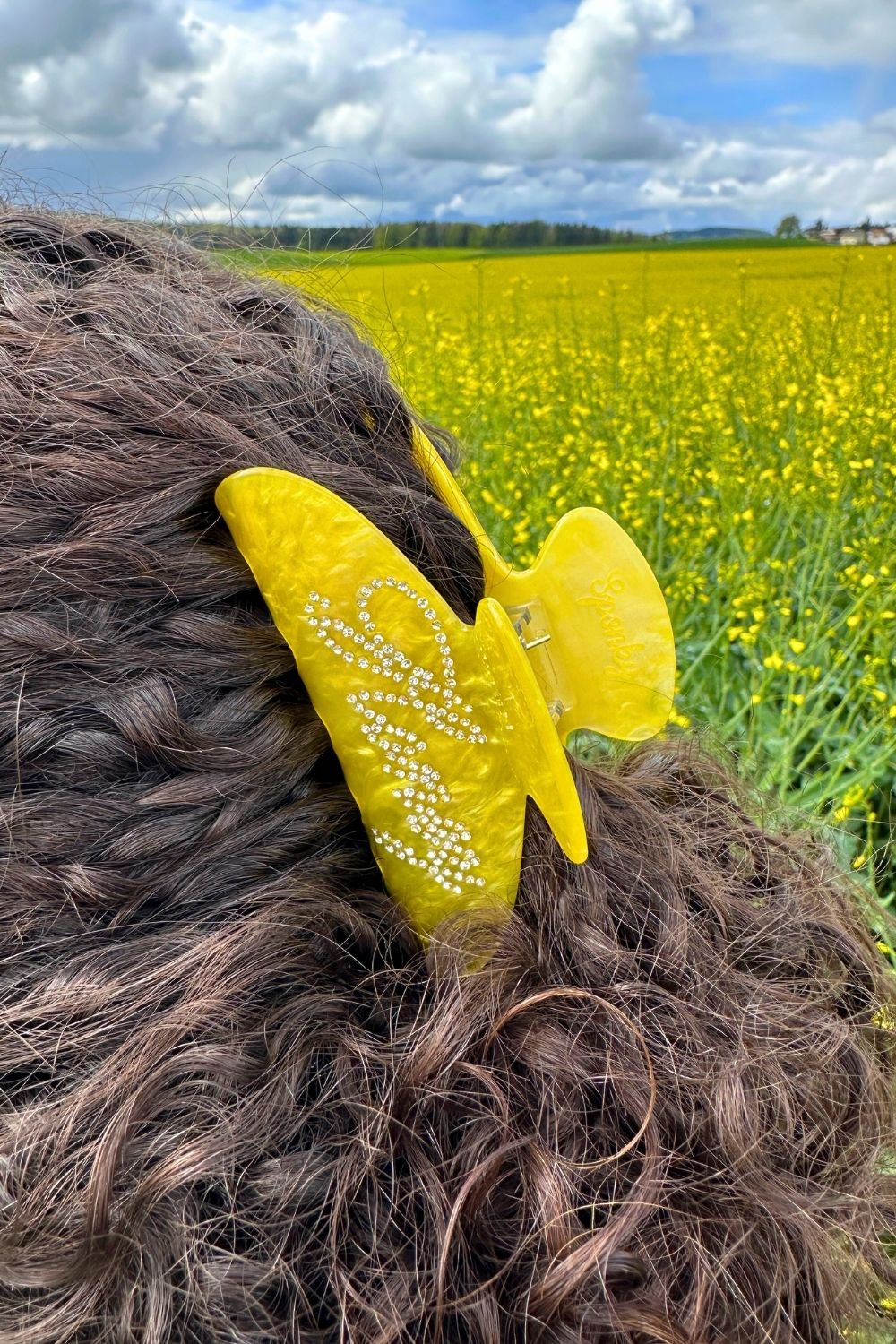 Haarklammer mit glitzersteinen gelb