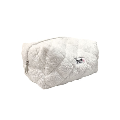 Weiss Fell Makeup Tasche Weiss Sponky