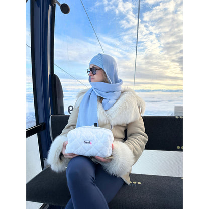 Weiss Fell Makeup Tasche Weiss Sponky